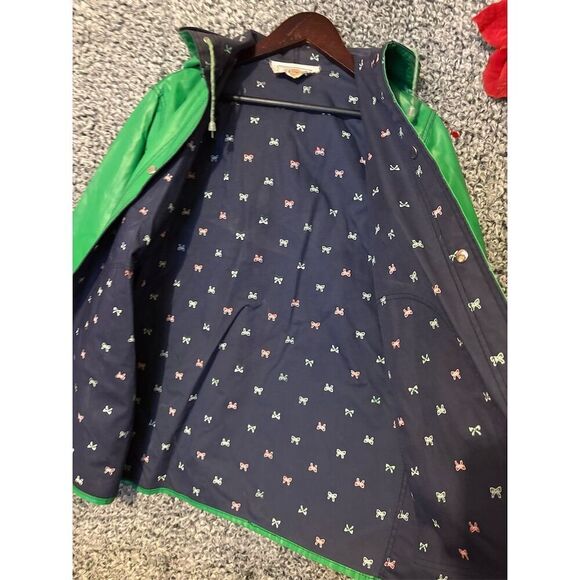 80s Vintage Green Women's Raincoat M Nautical Lining Reversible Mid-Length - Picture 6 of 10